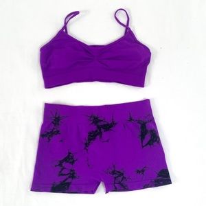 Purple/black tie dye matching dancewear set